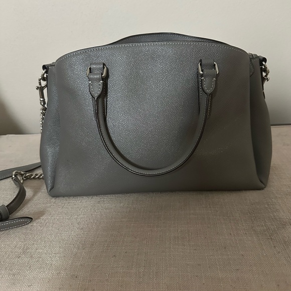 Gently used Coach Grey leather medium satchel - Picture 3 of 9